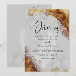 Invitation MARIAGE Encre alcoolique ambre fluide étain