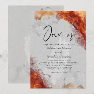 Invitation MARIAGE Encre alcoolique terracotta enflammée au
