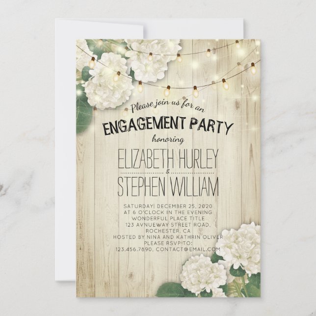 Invitation Mariage Engagement Fleurs de partie Chaîne Bois cl (Devant)