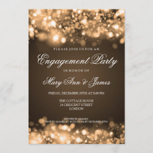 Invitation Mariage Engagement Party Lumière en or