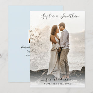 Invitation Mariage Enregistrer la date 2 Photos Jolie police 