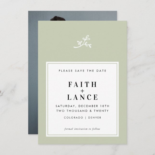 Invitation MARIAGE ENREGISTRER LA DATE simple mignon brindill (Devant / Derrière)