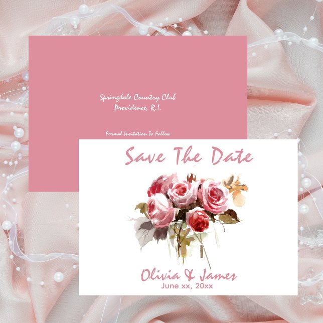 Invitation Mariage Enregistrer La Date Soft Rose Antique Rose (Créateur téléchargé)