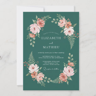 Invitation Mariage Envoûtant dans les Bois en Vert Chasseur