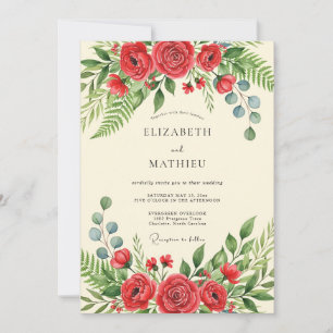 Invitation Mariage Envoûtant en Forêt Rouge
