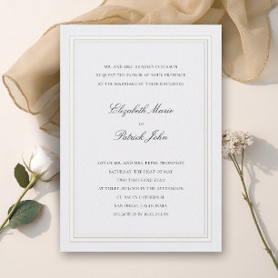 Invitation Mariage épais et fin perle classique moderne forme