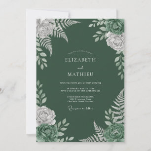 Invitation Mariage Épanouissement Floral Émeraude
