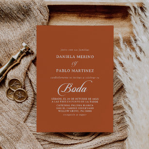 Invitation Mariage Espagnol Classique Blanc et Terracotta Bod