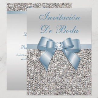 Invitation Mariage Espagnol Faux Sequins Argent Poussiéreux R