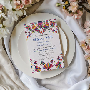 Invitation Mariage Espagnol Floral Art Populaire Otomi Tenang