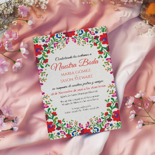 Invitation Mariage Espagnol Floral Élégant Botanique Folklori