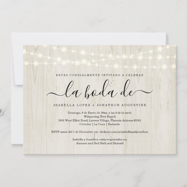 Invitation Mariage espagnol Inviter tout en un w- Registre RS (Devant)