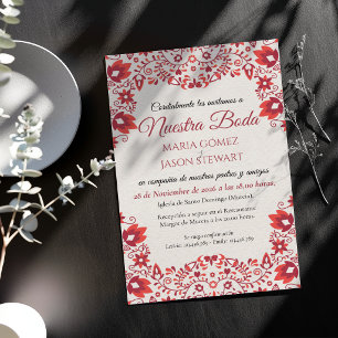 Invitation Mariage Espagnol Traditionnel d'Art Populaire à Fl