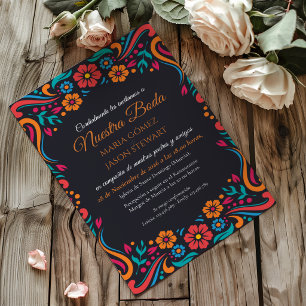 Invitation Mariage Espagnol Traditionnel d'Art Populaire à Fl