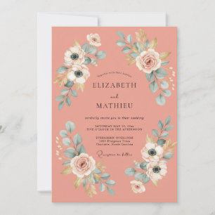 Invitation Mariage Esthétique Fleur de Corail