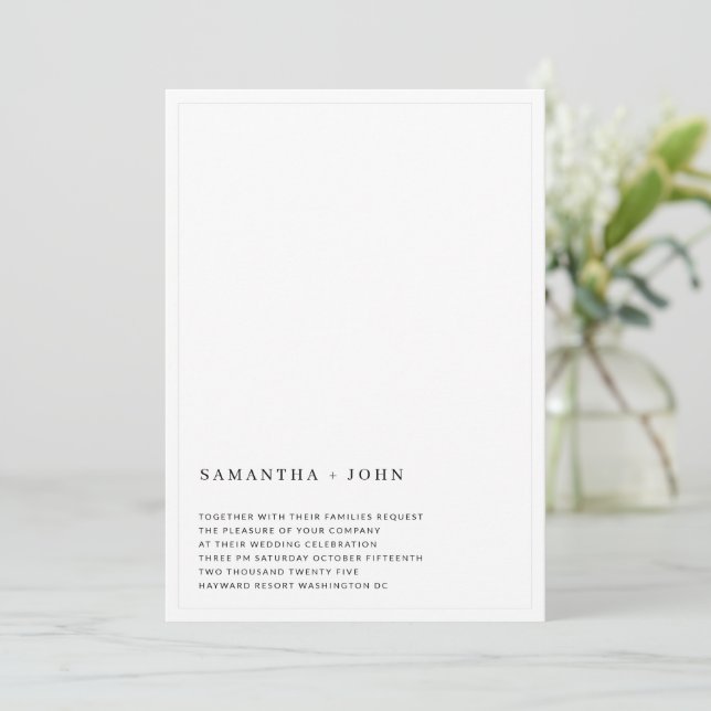 Invitation Mariage esthétique minimaliste ultra moderne (Debout devant)