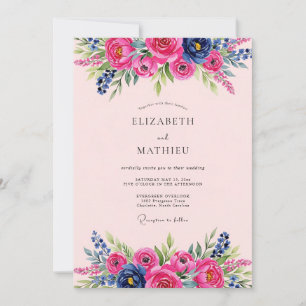 Invitation Mariage Estival Animé Rose Chaud