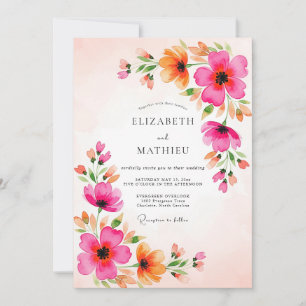 Invitation Mariage Estival Festif Magenta