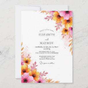 Invitation Mariage Estival Lumineux Orange Rose