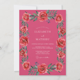 Invitation Mariage Estival Pétillant Magenta