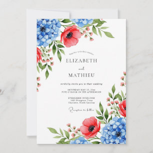 Invitation Mariage Estival Rouge Azur Jubilatoire