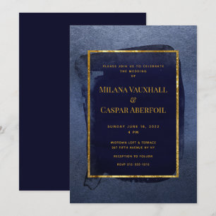 Invitation Mariage et fête de la Marine et de l'or profond