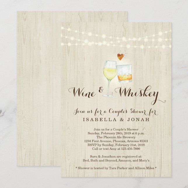 Invitation Mariage et Whisky Couple Mariage Réception Répétit (Devant / Derrière)