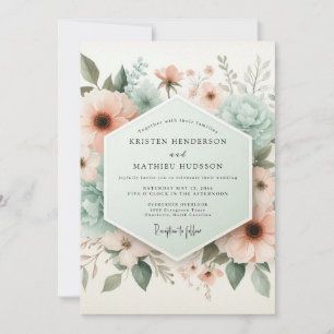 Invitation Mariage Éthéré aux Fleurs de Pêcher