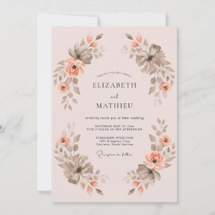 Invitation Mariage Éthéré Fleur de Pêcher