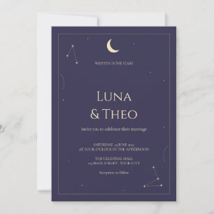 Invitation Mariage Étoile Croissante Céleste