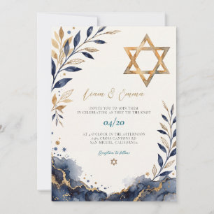 Invitation Mariage étoile de David juif israélien bleu
