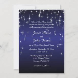 Invitation Mariage étoilé en bleu foncé