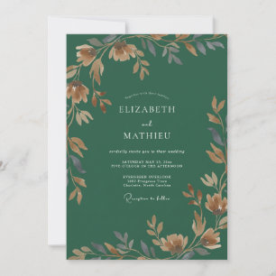 Invitation Mariage Eucalyptus à feuillage ambre émeraude