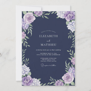 Invitation Mariage Eucalyptus à Feuillage Violet Indigo