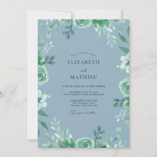 Invitation Mariage Eucalyptus Acier Menthe au Feuillage Apais