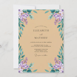 Invitation Mariage Eucalyptus au Feuillage Améthyste Sablonne