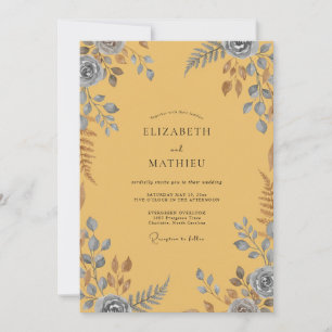 Invitation Mariage Eucalyptus au feuillage ardoise et moutard