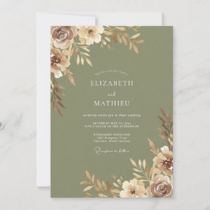 Invitation Mariage Eucalyptus au Feuillage Brun Olive