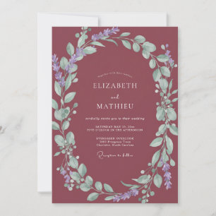 Invitation Mariage Eucalyptus au Feuillage Cramoisi Poussiére