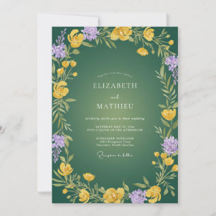 Invitation Mariage Eucalyptus au Feuillage d'Améthyste Jaune
