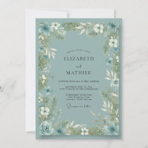 Invitation Mariage Eucalyptus au Feuillage d'Ardoise d'Acier