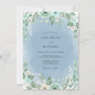 Invitation Mariage Eucalyptus au feuillage de bleuet