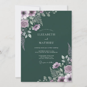 Invitation Mariage Eucalyptus au feuillage de lilas sarcelle