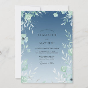 Invitation Mariage Eucalyptus au feuillage de menthe en acier