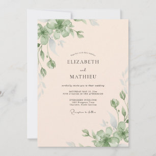 Invitation Mariage Eucalyptus au feuillage de pêche pâle