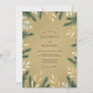 Invitation Mariage Eucalyptus au Feuillage de Pin Ocre
