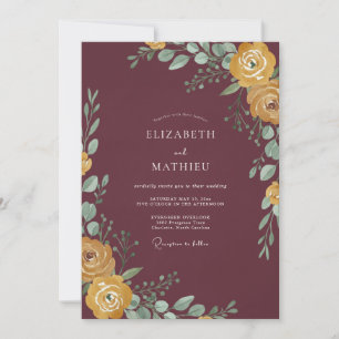 Invitation Mariage Eucalyptus au Feuillage Ocre Bourgogne