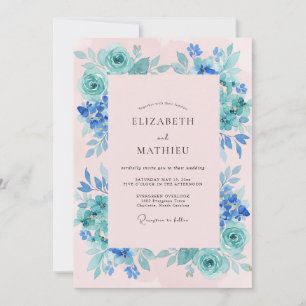 Invitation Mariage Eucalyptus au feuillage rose cyan