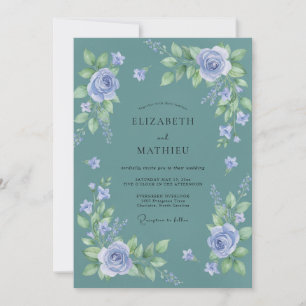 Invitation Mariage Eucalyptus au feuillage violet sarcelle po