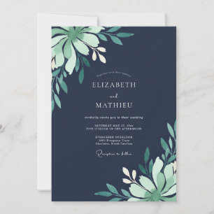 Invitation Mariage Eucalyptus au milieu de la mer à minuit